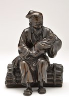 Lot 508 - Japanese bronze figure of a man holding a...