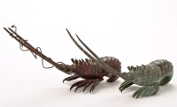 Lot 509 - Two Japanese bronze figures of crustacean,...