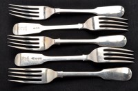 Lot 545 - Six George V dessert forks, by Vander & Hedges...