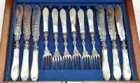 Lot 592 - Six Victorian dessert forks and six knives to...