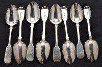 Lot 600 - Fifteen George IV and later dessert spoons,...