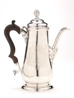 Lot 628 - A George II coffee pot, by Isaac Cookson,...