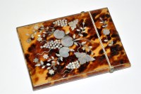 Lot 666 - A Victorian tortoiseshell card case, inlaid...