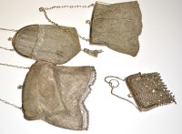 Lot 679 - Four silver chain mail evening purses, to...