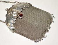 Lot 685 - A white metal chain mail evening bag, the...