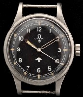 Lot 737 - Omega: a 1953 military issue stainless steel...