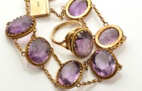 Lot 773 - An amethyst and yellow metal bracelet and...