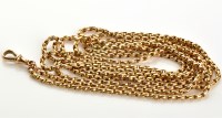 Lot 776 - A Victorian yellow metal muff chain, of oval...