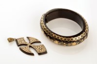 Lot 786 - A 19th Century piquet work bangle, inlaid in...