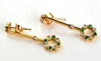 Lot 833 - A pair of diamond, green stone and 18ct....