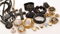 Lot 859 - A large selection of mourning jewellery, to...