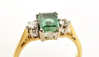 Lot 885 - A tourmaline and diamond ring, the rectangular...