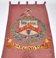 Lot 972 - A Darlington Miner's Union banner, the purple...