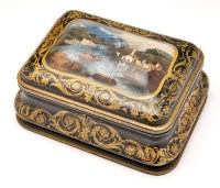 Lot 1009 - A Victorian lacquered papier mache work box,...