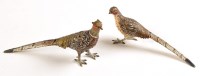 Lot 1026 - A pair of cold painted bronze pheasants, cock...