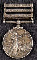 Lot 1036 - A Queens South Africa medal with Cape Colony,...