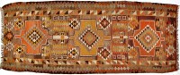 Lot 1052 - A Kilim runner decorated in shades of orange...