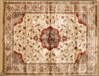 Lot 1053A - A Kashmir rug, the central medallion and ivory...