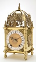 Lot 1075 - A 17th Century style brass lantern clock, the...