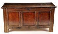 Lot 1125 - An early 18th Century oak coffer, the...