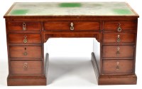 Lot 1130 - A Georgian mahogany pedestal desk, the...