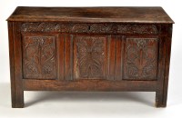 Lot 1143 - An 18th Century oak coffer, the rectangular...