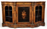 Lot 1152 - A Victorian walnut serpentine front credenza,...