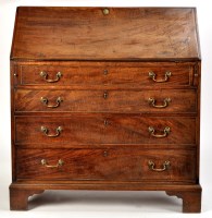 Lot 1160 - A George III mahogany bureau, the fall-flap...