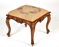 Lot 1171 - A Victorian walnut square shaped stool, the...