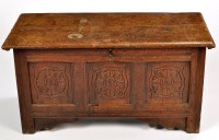 Lot 1172 - An 18th Century oak coffer, the rectangular...