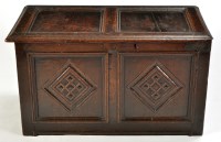 Lot 1177 - An 18th Century oak coffer, the rectangular...