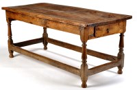 Lot 1182 - An 18th Century elm rustic kitchen table, two...