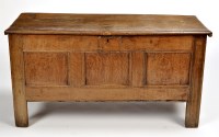 Lot 1194 - An 18th Century oak coffer, with rectangular...