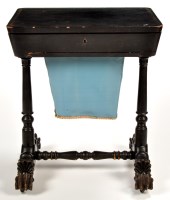 Lot 1195 - A 19th Century Chinese black lacquered workbox,...