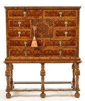 Lot 1210 - A William and Mary style oyster veneered...