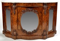 Lot 1228 - A Victorian burr walnut serpentine credenza,...