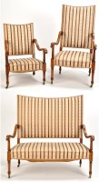 Lot 1240 - An Edwardian mahogany three-piece salon suite,...