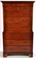 Lot 1247 - A Georgian mahogany chest-on-chest, the dentil...