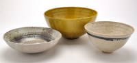 Lot 24 - A large stoneware mustard glaze bowl, 31cms...