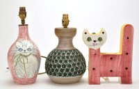 Lot 68 - An Italian pottery lamp in the form of a cat,...