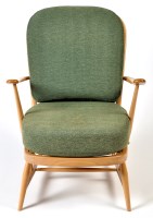 Lot 87 - An Ercol beech wood framed easy armchair, with...