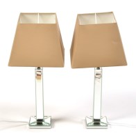 Lot 132 - A pair of bevelled mirror pattern table lamps,...