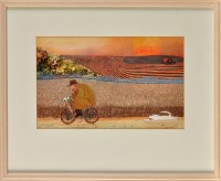 Lot 259 - Rob Lamb ''WHITE DOG AND BICYCLE'' signed...