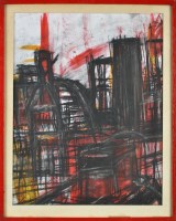 Lot 336 - Attributed to Leon Kossoff AN ABSTRACTED CITY...