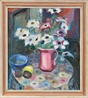 Lot 416 - K*** W*** STILL-LIFE STUDY OF FLOWERS IN A...