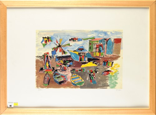 Lot 40 - William Gear (1915-1997) BOATS ON A BEACH...