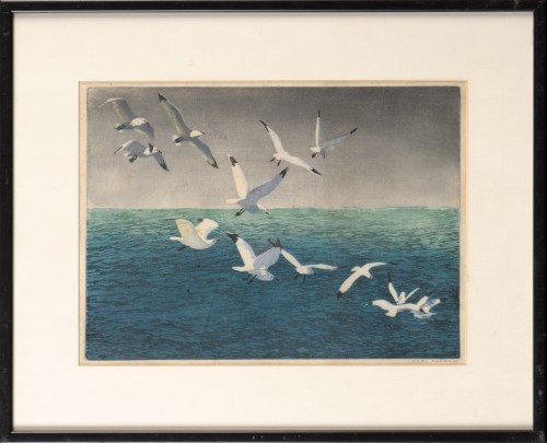 Lot 50 - Hans Frank (1884-1948) ''SEAGULLS'' signed and...