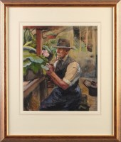 Lot 78 - Beryl Clay (1889-) ''IN THE GREENHOUSE'' with...