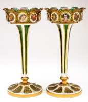 Lot 272 - A pair of green cased glass and enamelled...