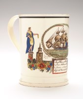 Lot 308 - A late 18th Century Creamware tankard, by...